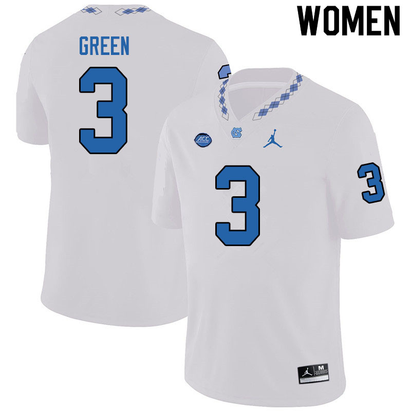 Jordan Brand Women #3 Antoine Green North Carolina Tar Heels College Football Jerseys Sale-White
